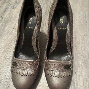 Fendi Metallic Brown Women's Loafers